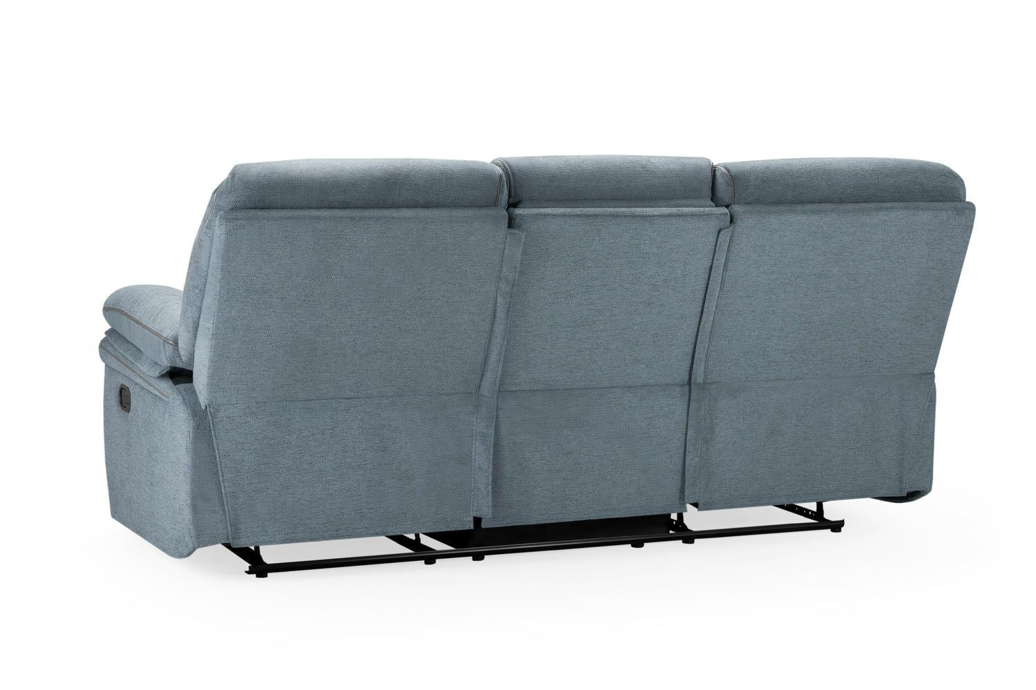 Grey Fabric Manual 3 Seater Recliner Sofa with Cup Holder