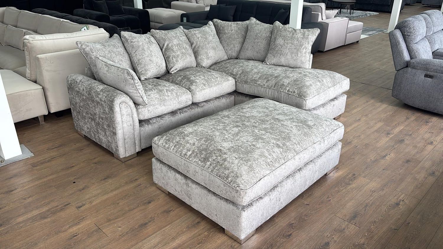 Truffle Fabric Right Hand Facing Pillow Back Corner Sofa