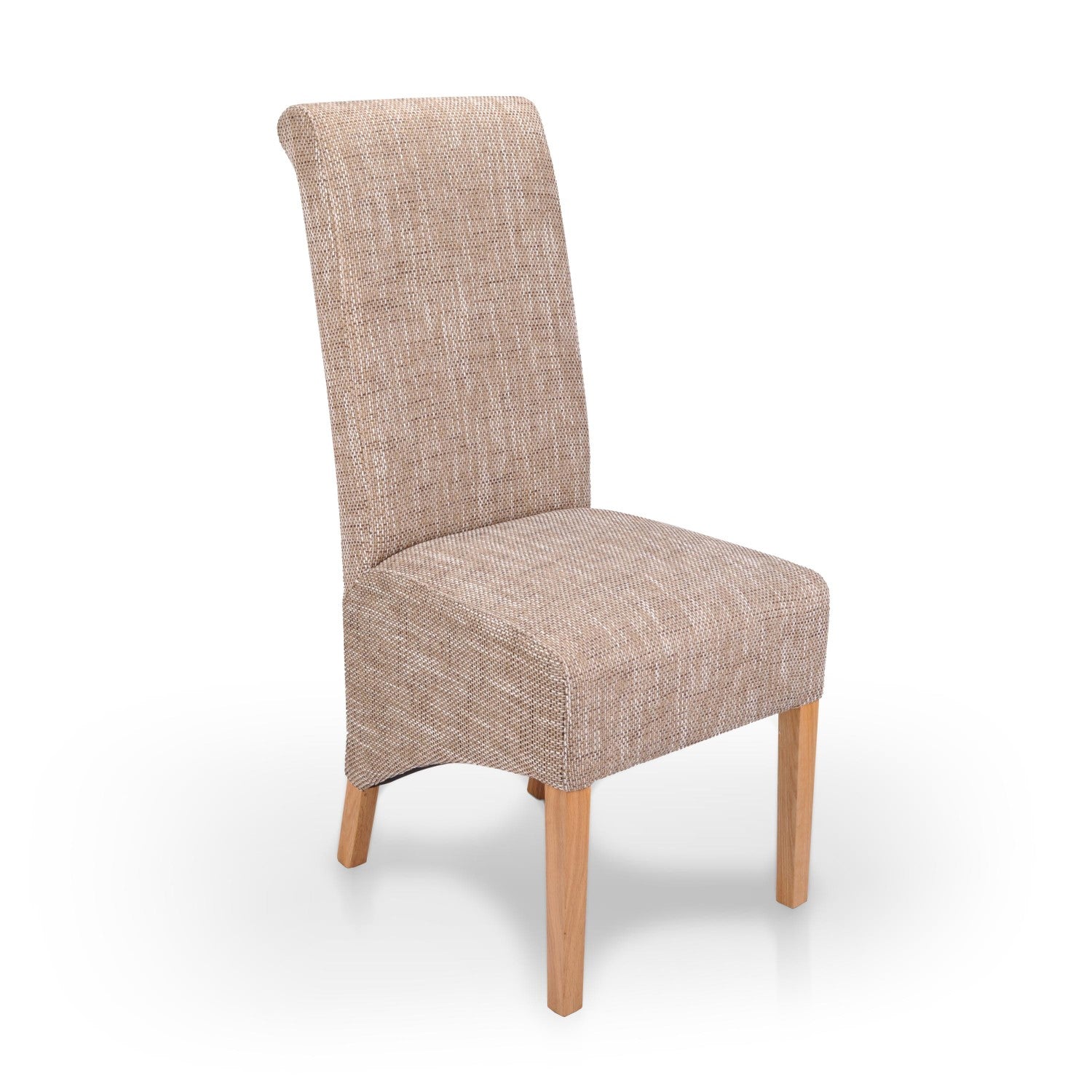 Oatmeal Tweed Fabric Dining Chair with Natural Legs