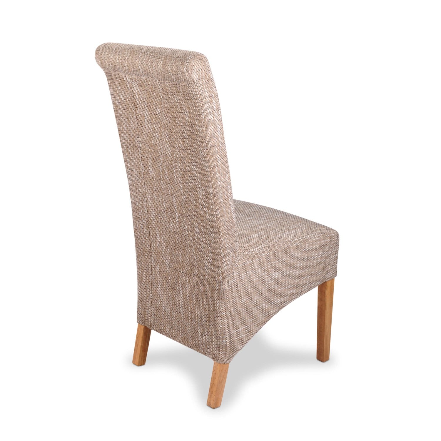 Oatmeal Tweed Fabric Dining Chair with Natural Legs