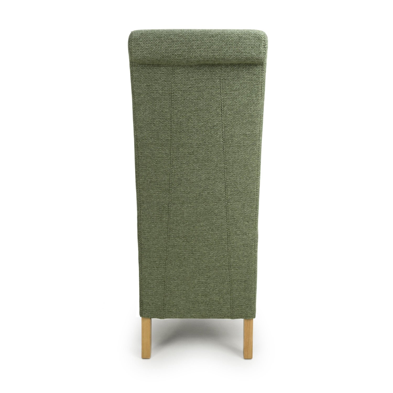 Green Fabric Scroll Back Dining Chair Light Wood Legs