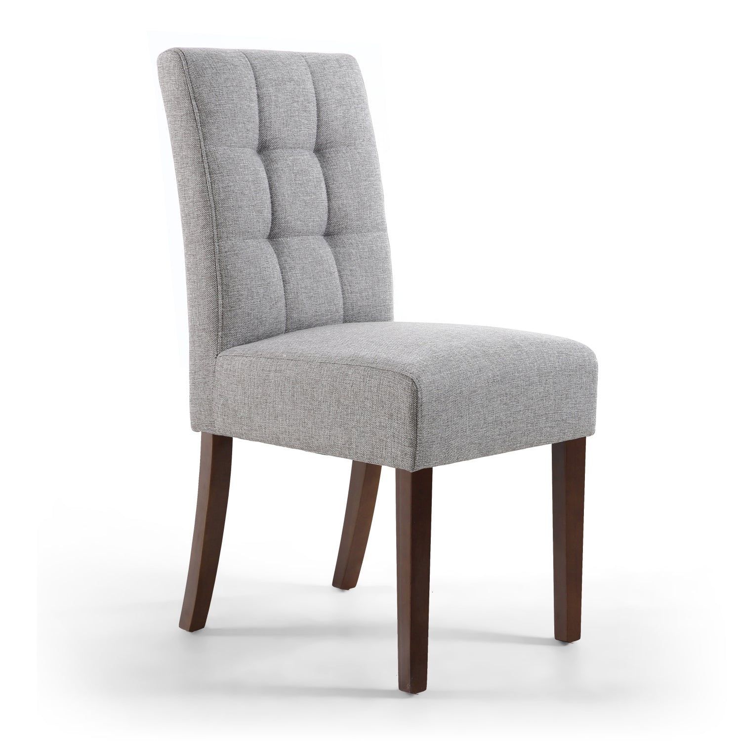 Silver Grey Linen Effect Fabric Dining Chair Walnut Legs