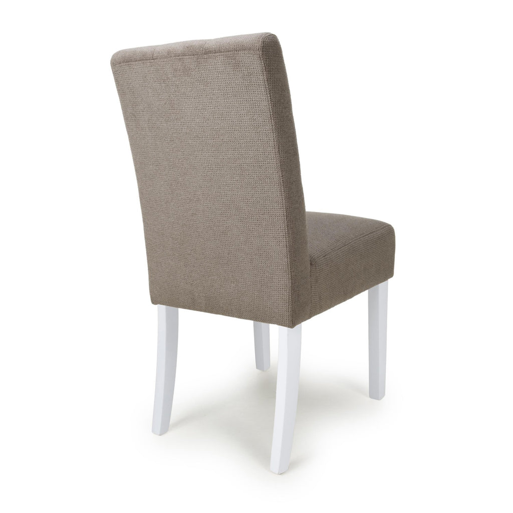 Moseley Waffle Flax Effect Light Brown Dining Chair in White Legs
