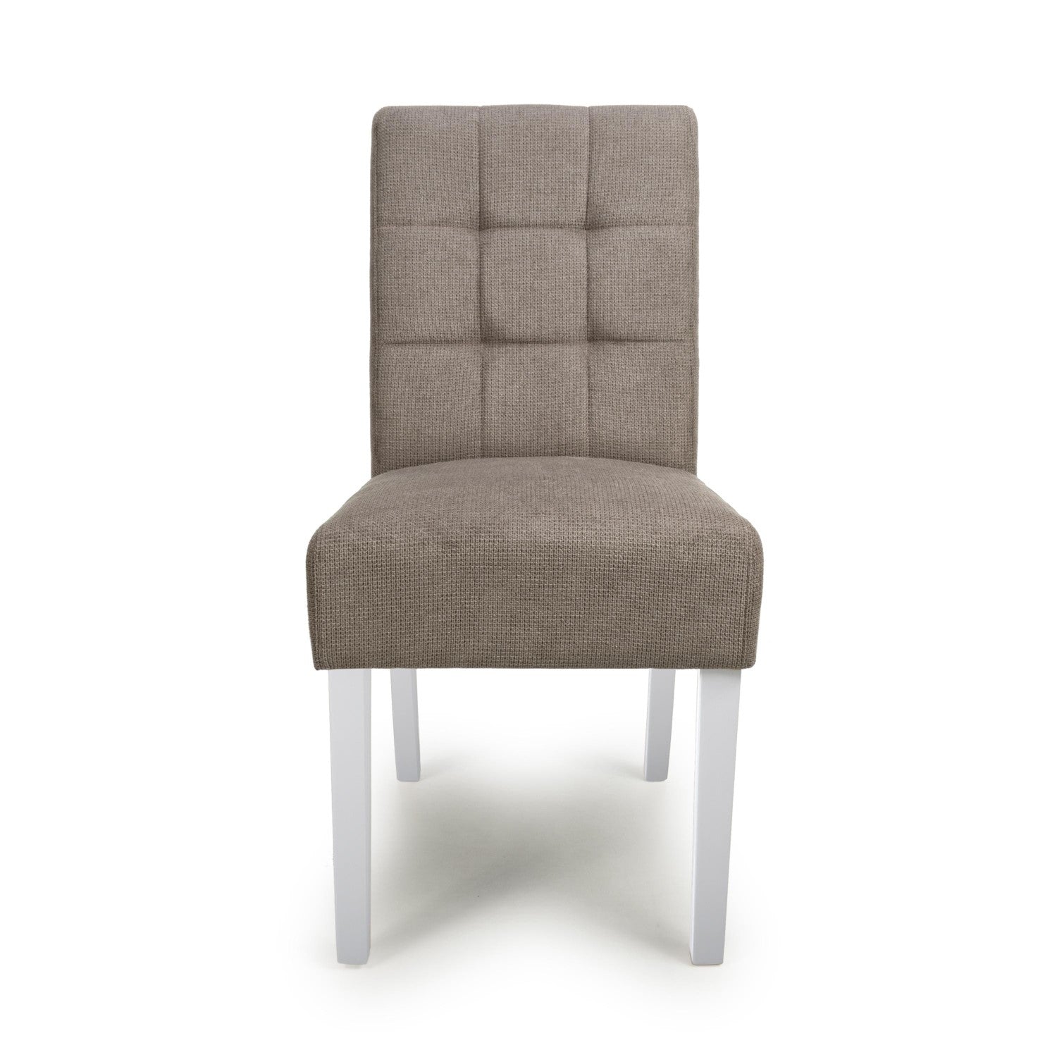 Moseley Waffle Flax Effect Light Brown Dining Chair in White Legs