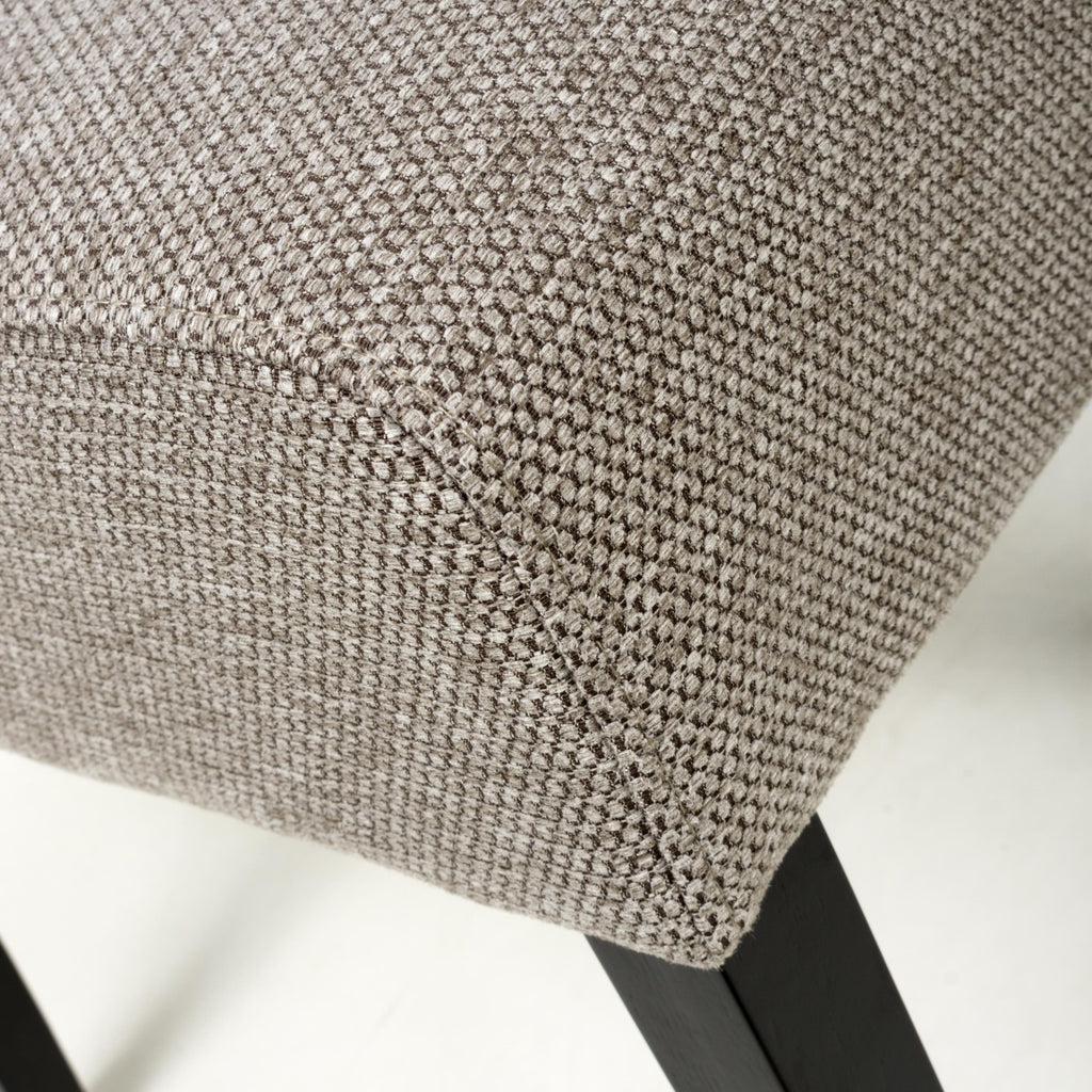 Mocha Fabric Waffle Back Dining Chair with Black Wooden Legs