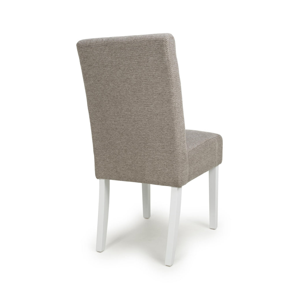 Mocha Fabric Waffle Back Dining Chair with White Legs