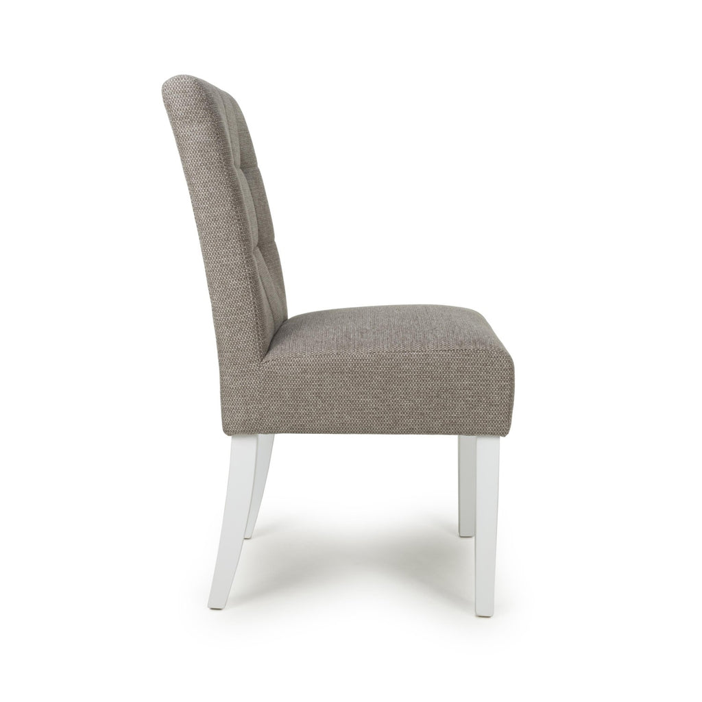 Mocha Fabric Waffle Back Dining Chair with White Legs