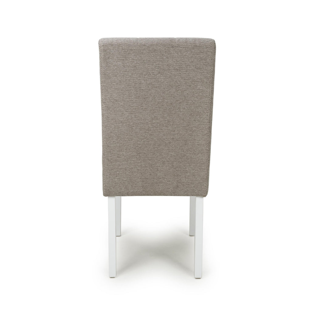 Mocha Fabric Waffle Back Dining Chair with White Legs