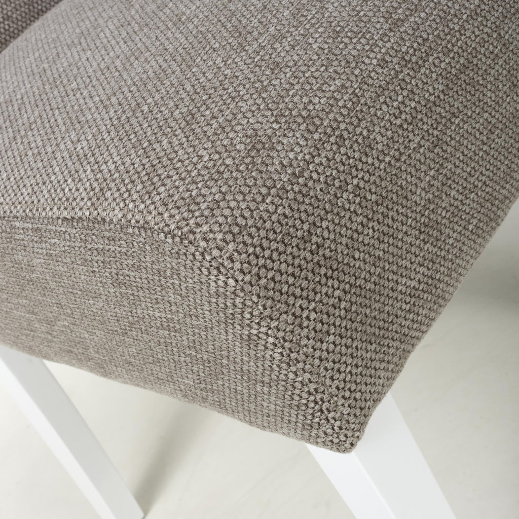 Mocha Fabric Waffle Back Dining Chair with White Legs