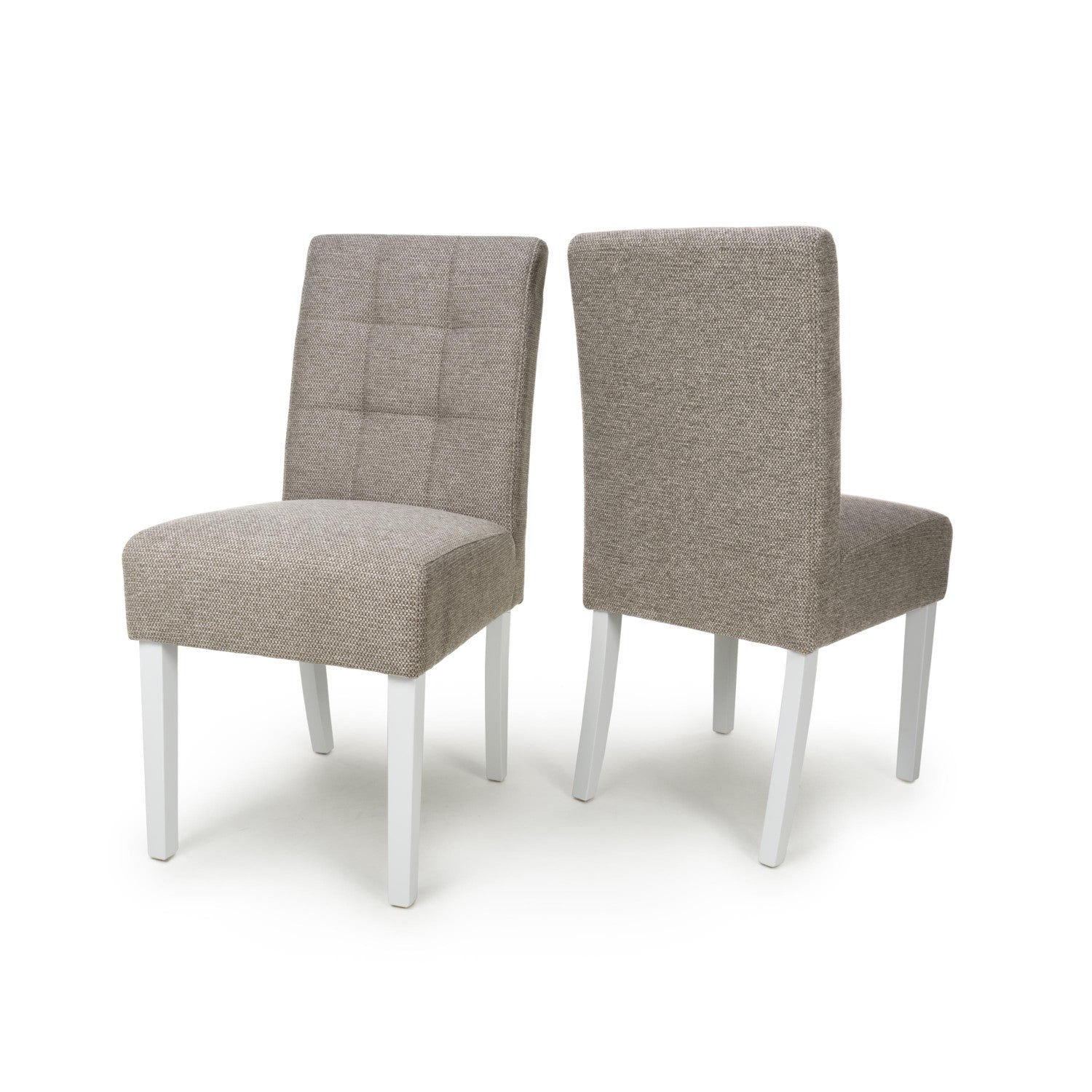 Mocha Fabric Waffle Back Dining Chair with White Legs
