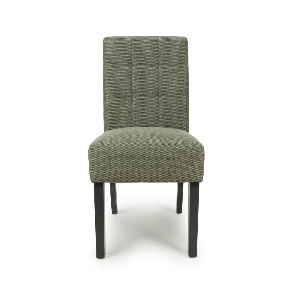 Green Fabric Waffle Back Dining Chair with Black Wooden Legs