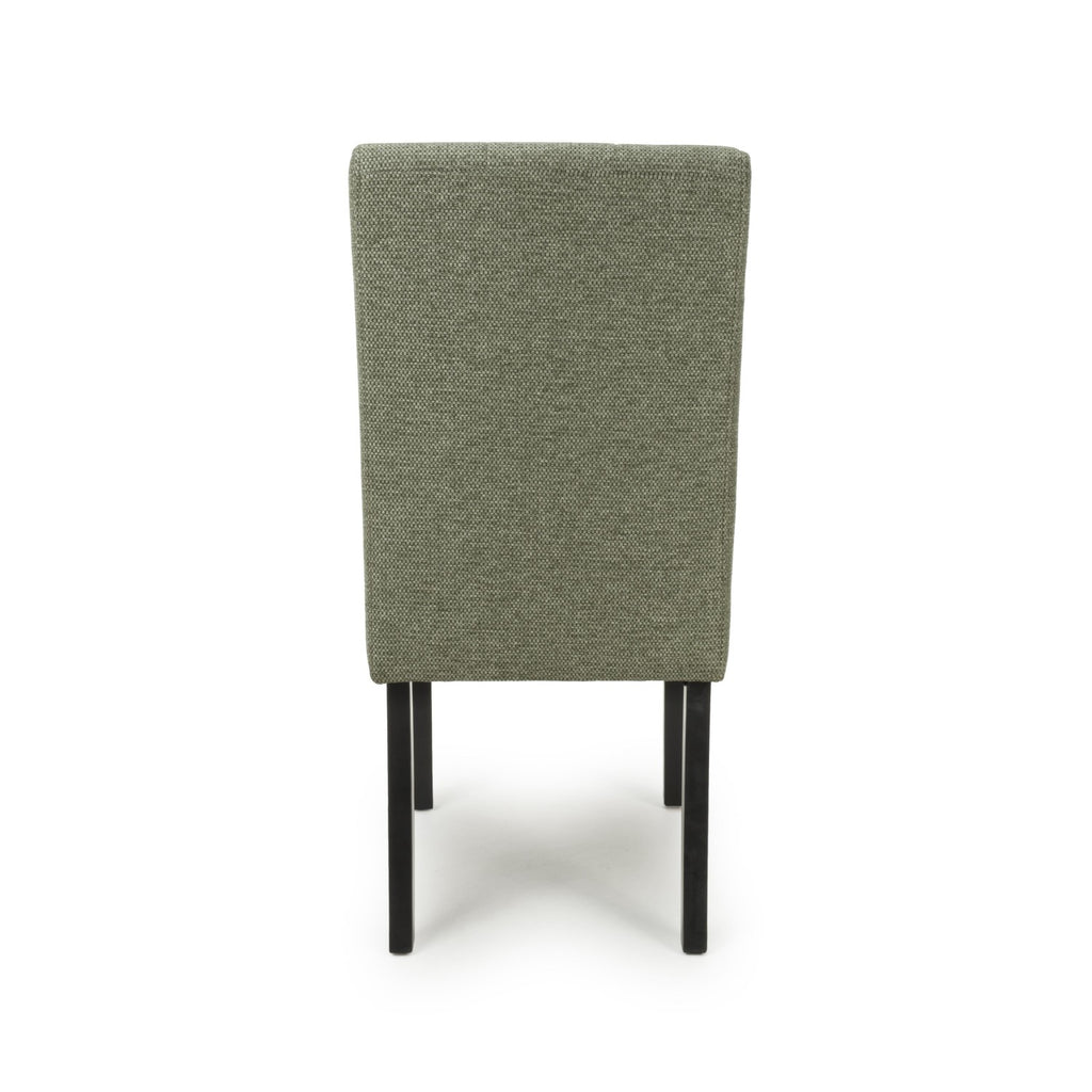 Green Fabric Waffle Back Dining Chair with Black Wooden Legs