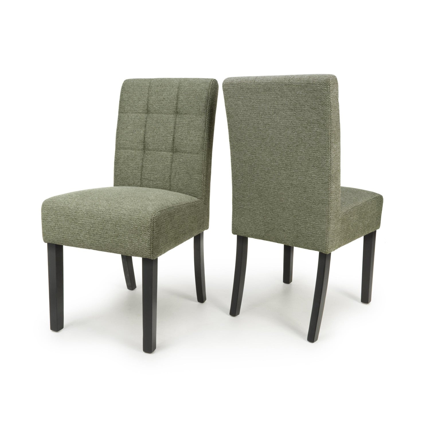 Green Fabric Waffle Back Dining Chair with Black Wooden Legs