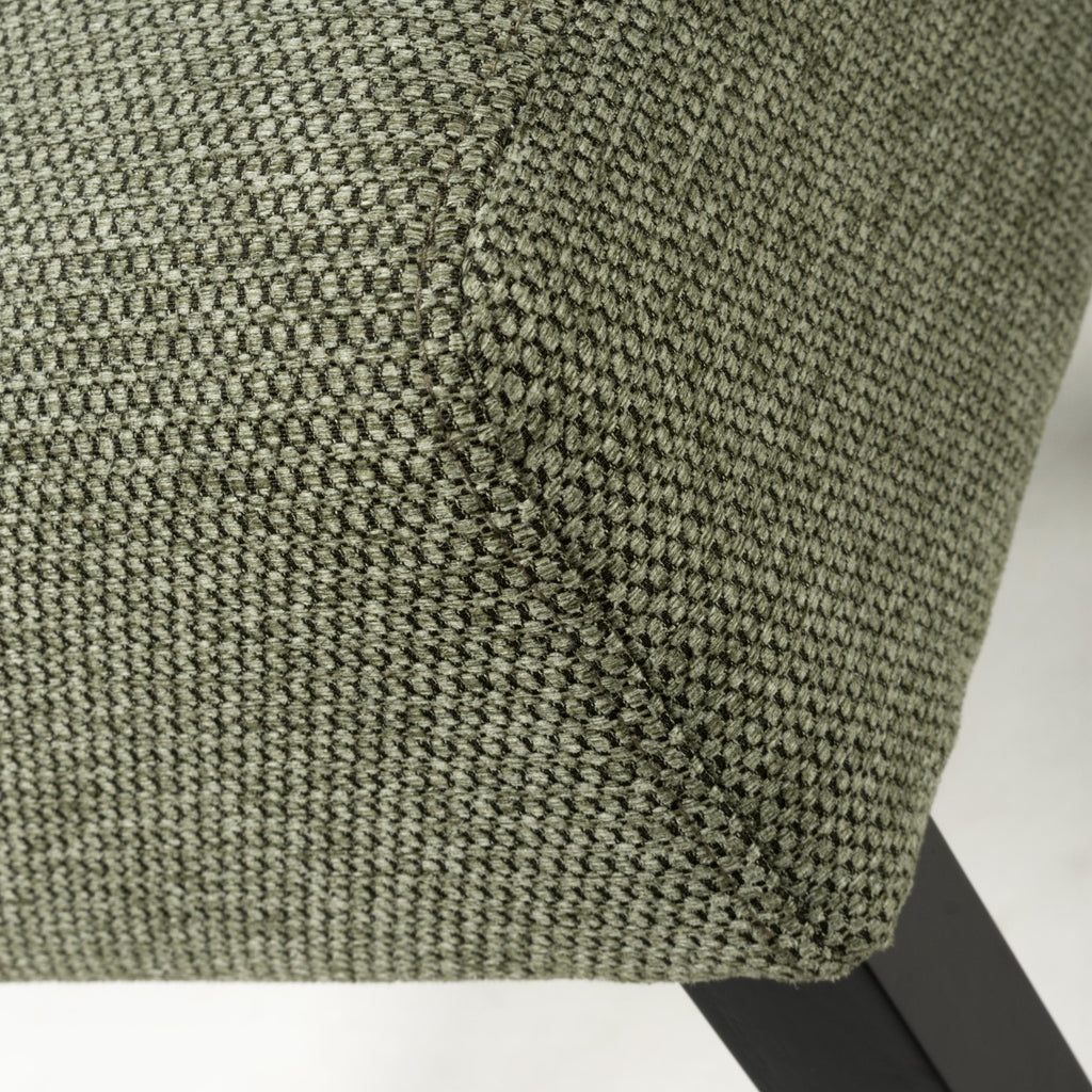 Green Fabric Waffle Back Dining Chair with Black Wooden Legs