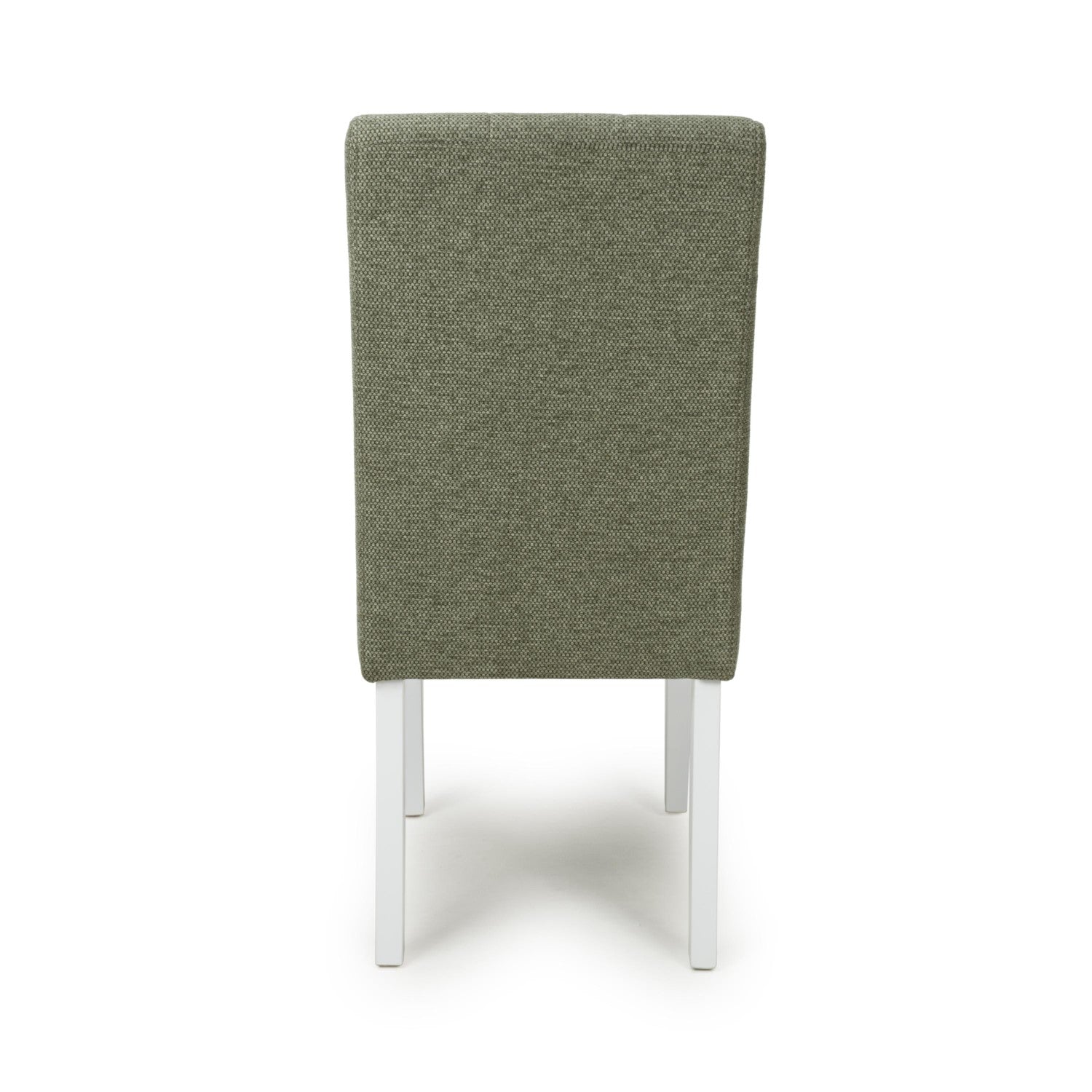 Green Fabric Waffle Back Dining Chair with White Wooden Legs