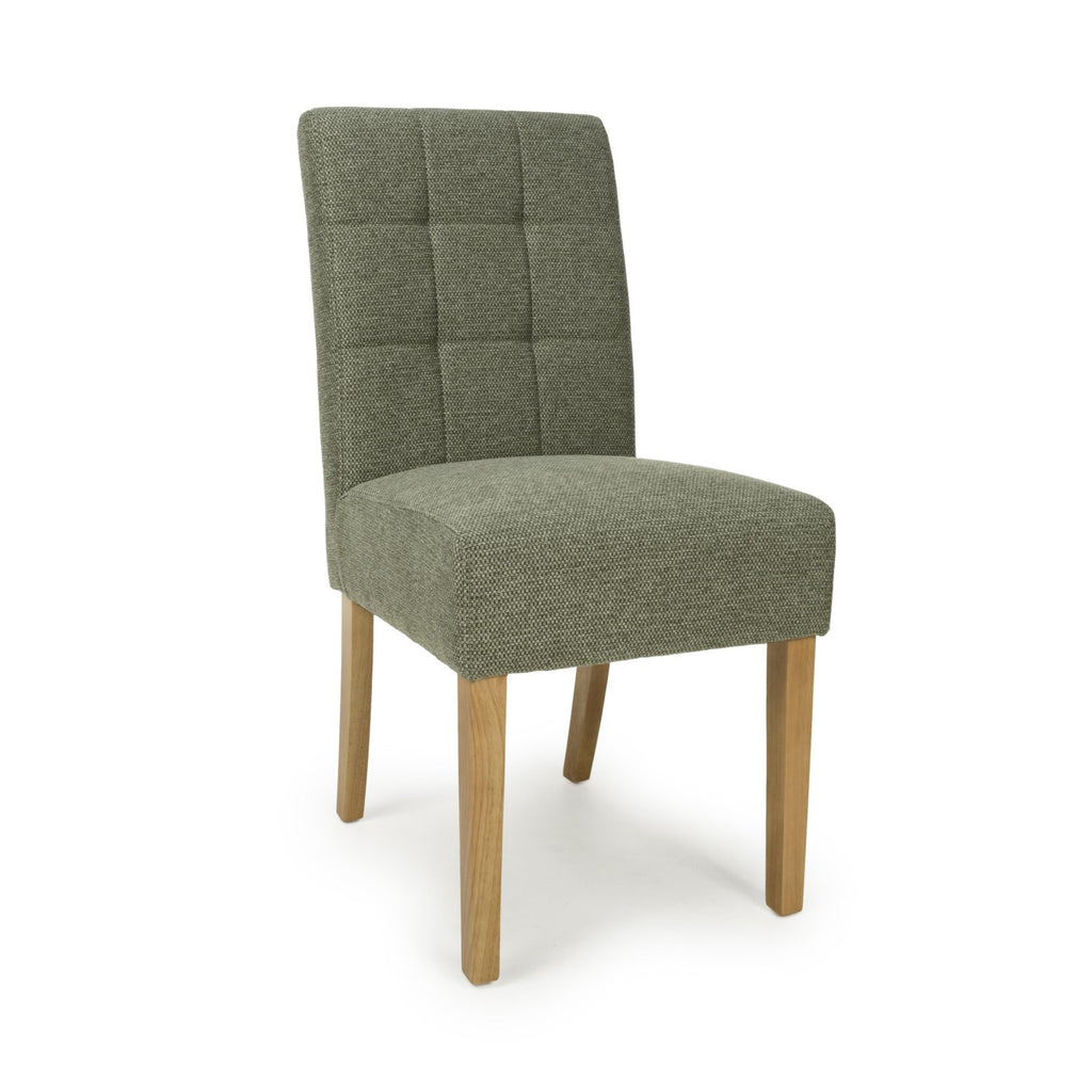 Green Fabric Waffle Back Dining Chair with Natural Legs