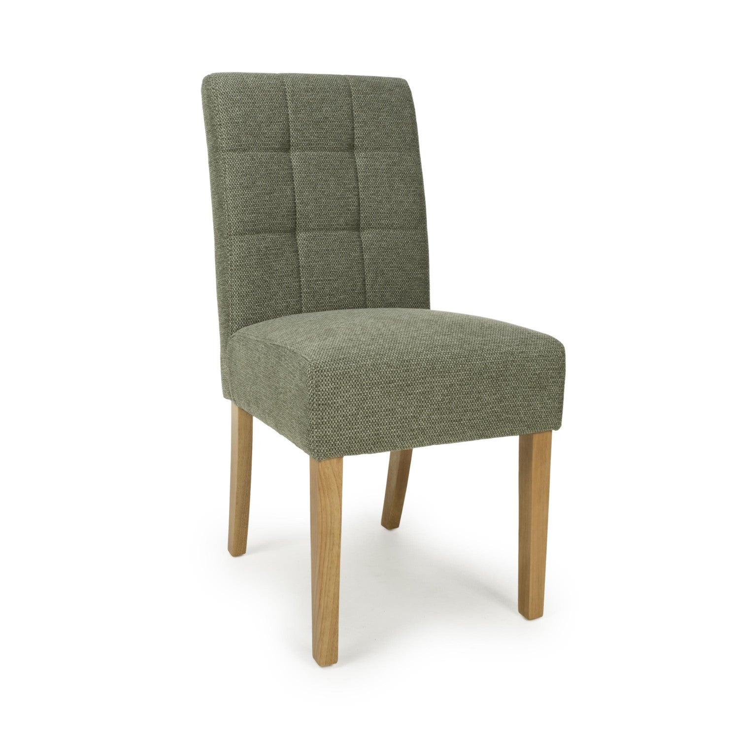 Green Fabric Waffle Back Dining Chair with Natural Legs