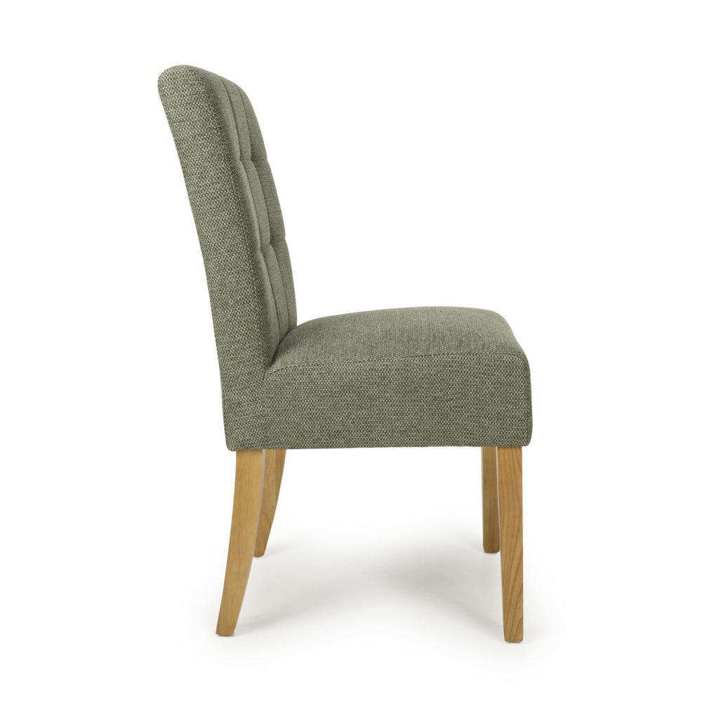 Green Fabric Waffle Back Dining Chair with Natural Legs