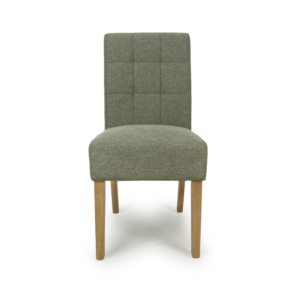 Green Fabric Waffle Back Dining Chair with Natural Legs