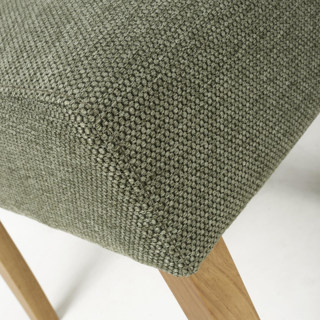 Green Fabric Waffle Back Dining Chair with Natural Legs