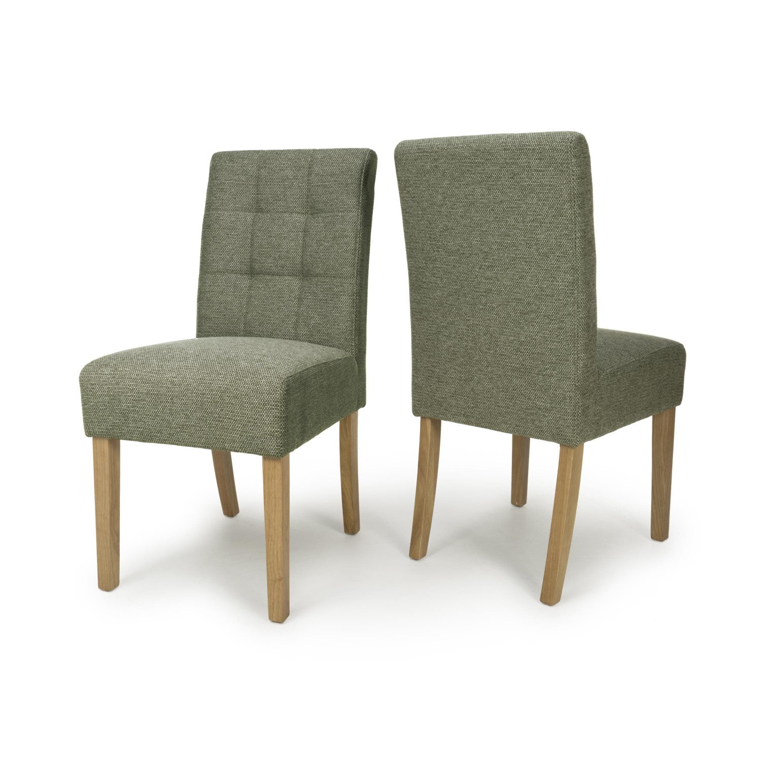 Green Fabric Waffle Back Dining Chair with Natural Legs