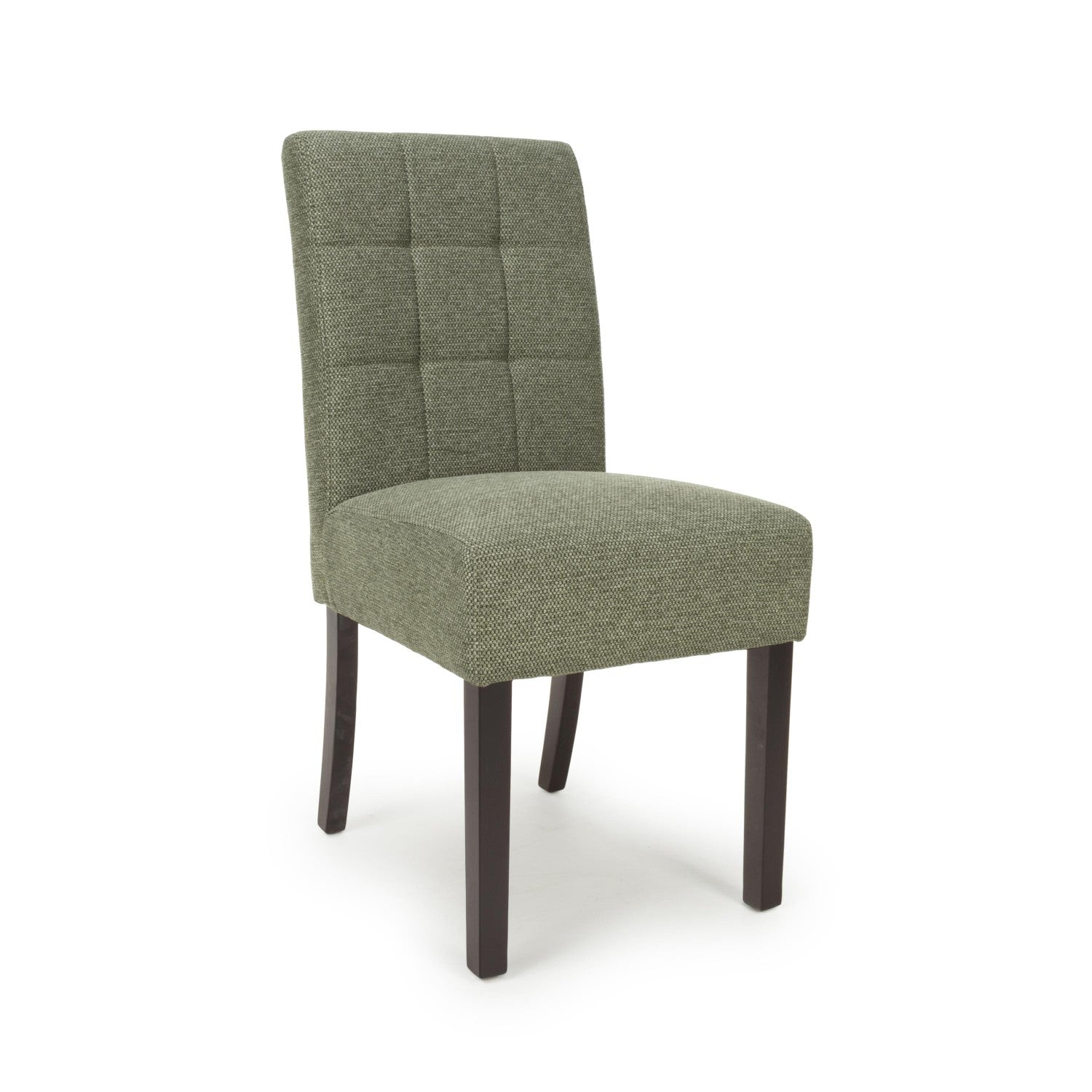 Green Weave Fabric Dining Chair with Walnut Legs