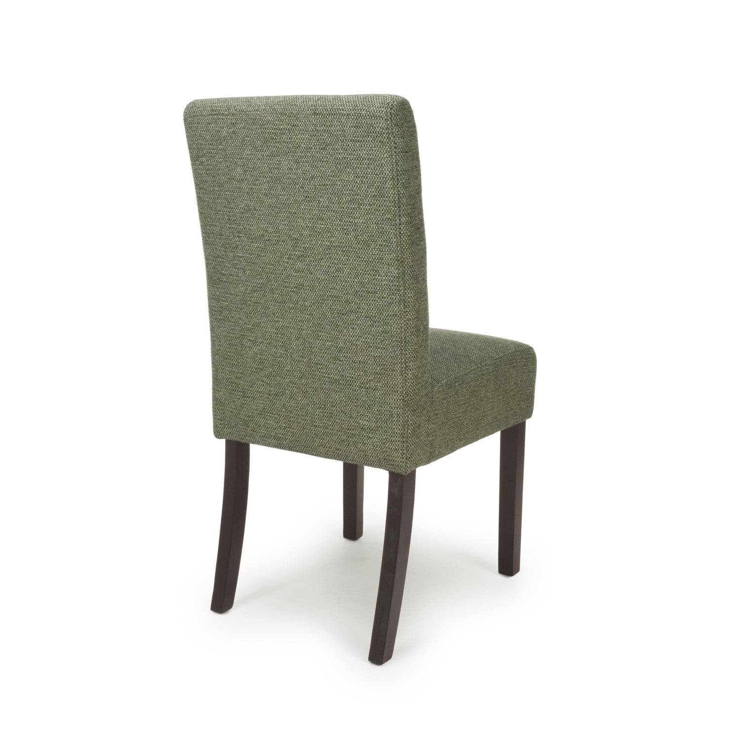 Green Weave Fabric Dining Chair with Walnut Legs