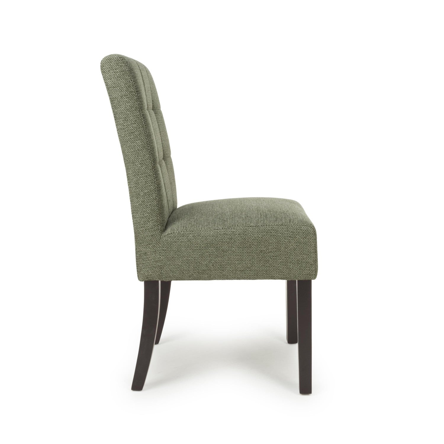 Green Weave Fabric Dining Chair with Walnut Legs
