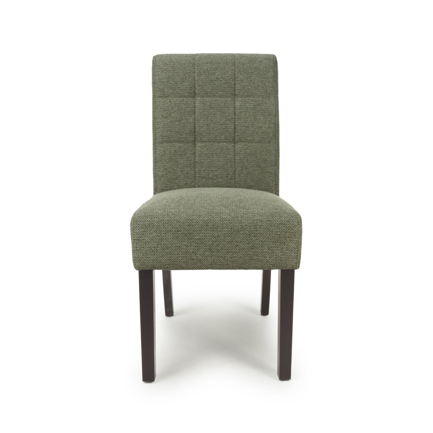 Green Weave Fabric Dining Chair with Walnut Legs