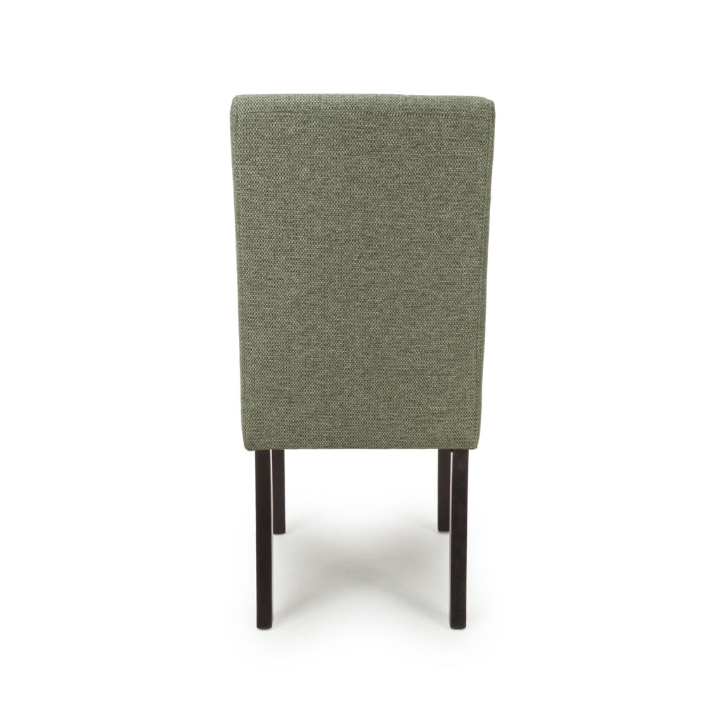 Green Weave Fabric Dining Chair with Walnut Legs