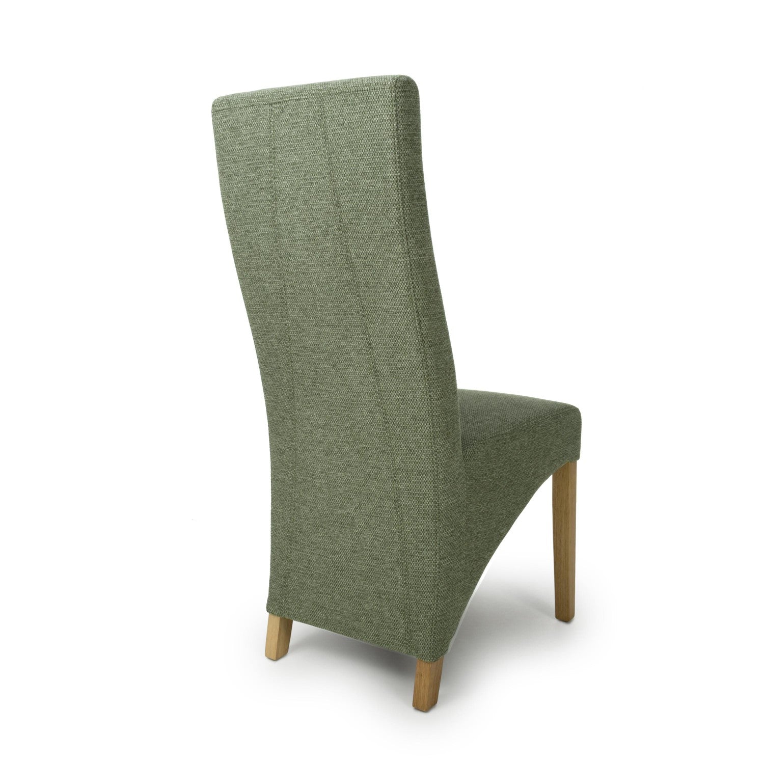 Green Fabric Weave Wave Back Dining Chair Wooden Legs