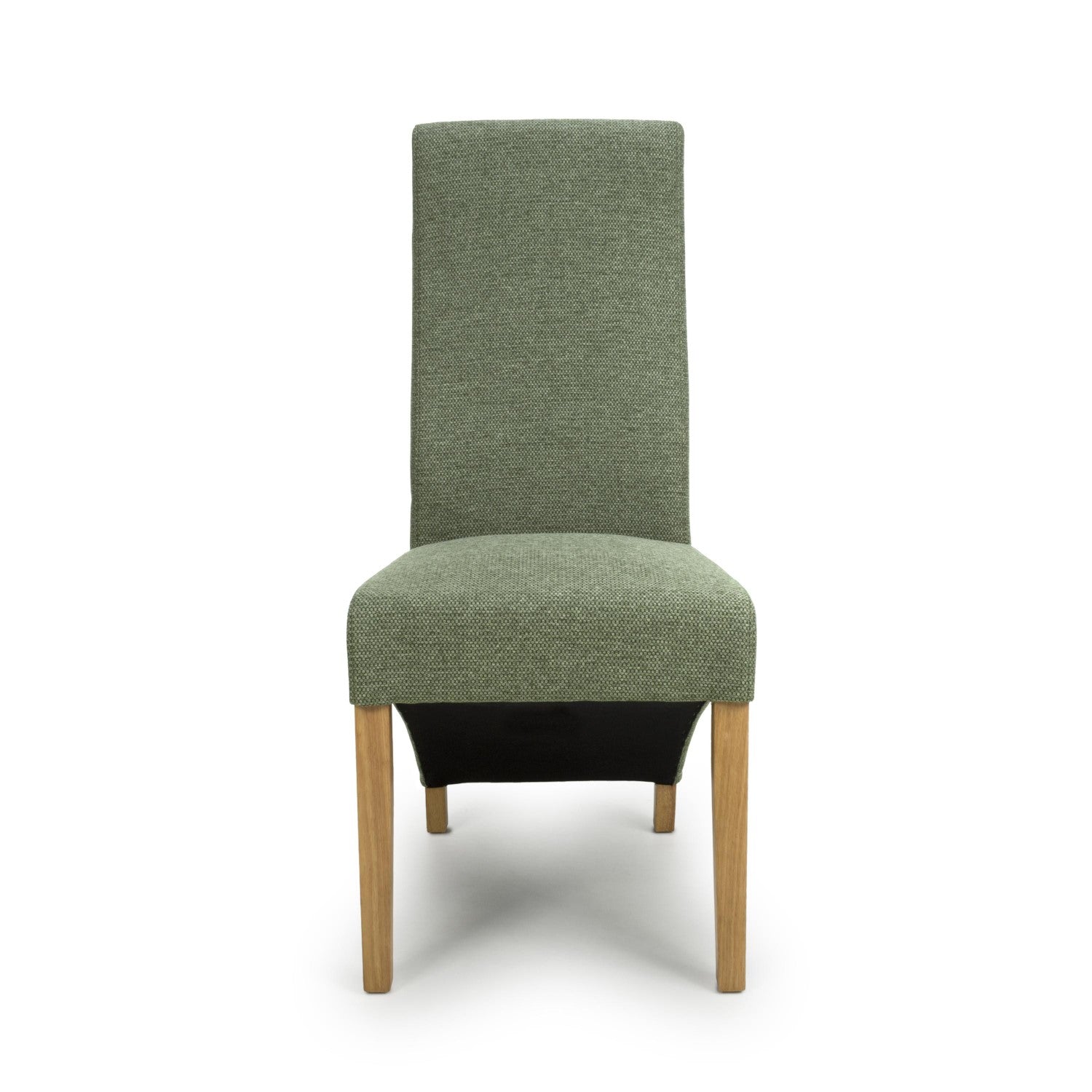 Green Fabric Weave Wave Back Dining Chair Wooden Legs