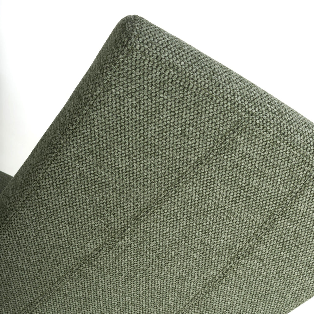 Green Fabric Weave Wave Back Dining Chair Wooden Legs