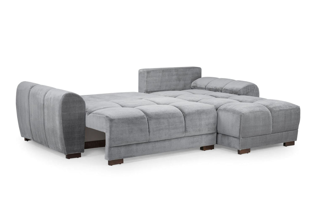 Grey Fabric Universal Corner Sofabed with Storage