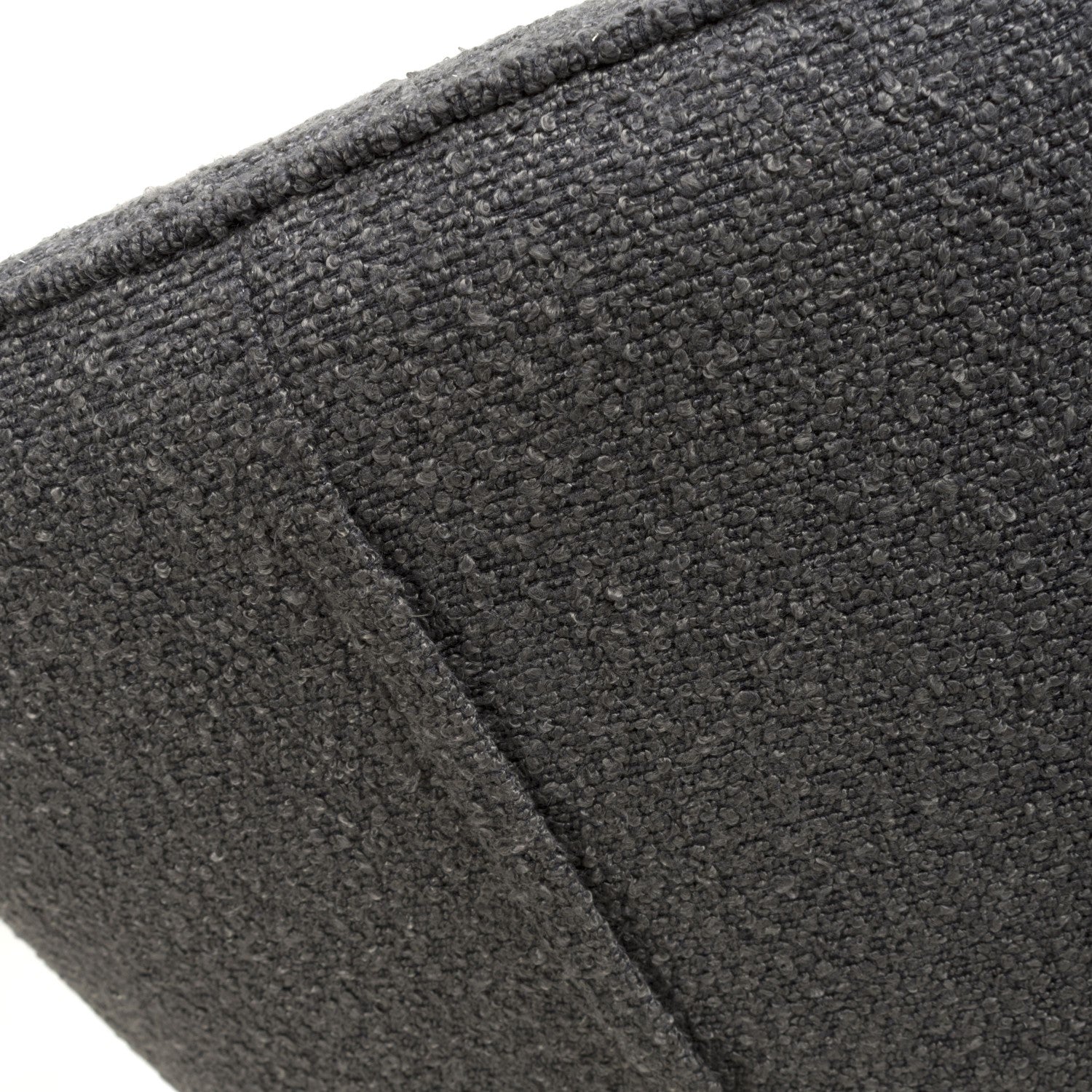 Grey Boucle Fabric Curved Dining Tub Chair Black Metal Legs