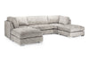Truffle Fabric Large U Shaped Fullback Corner Sofa