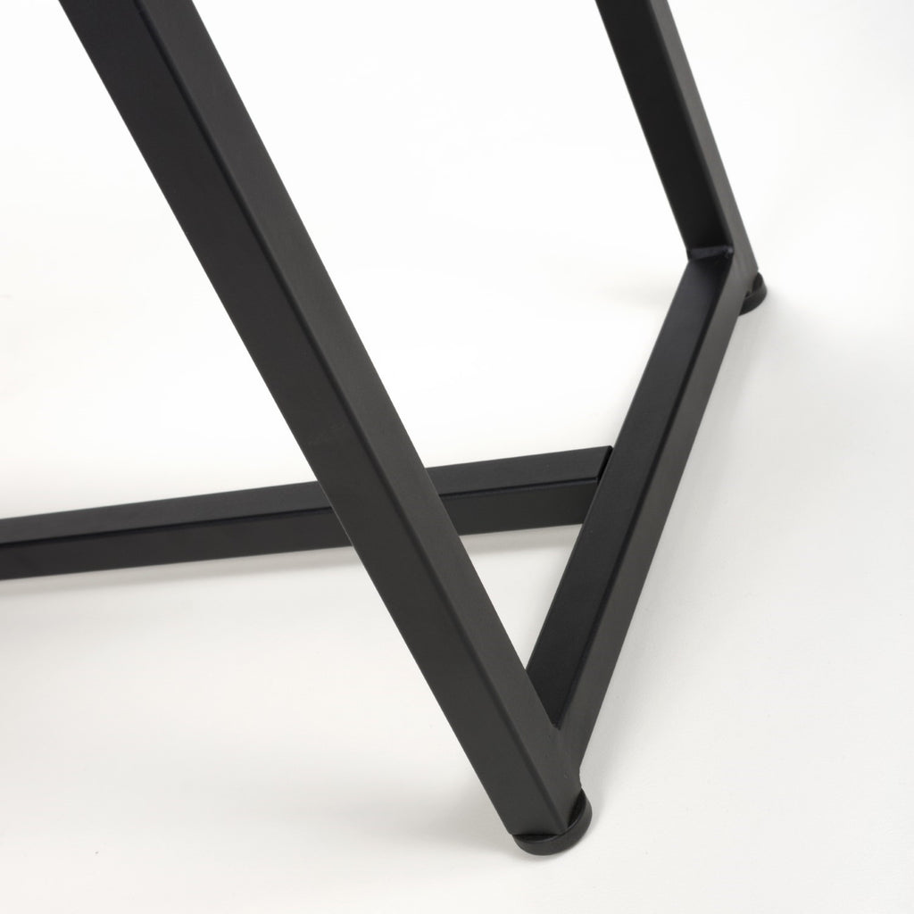 Grey Leather 120cm Dining Bench Black Metal Legs