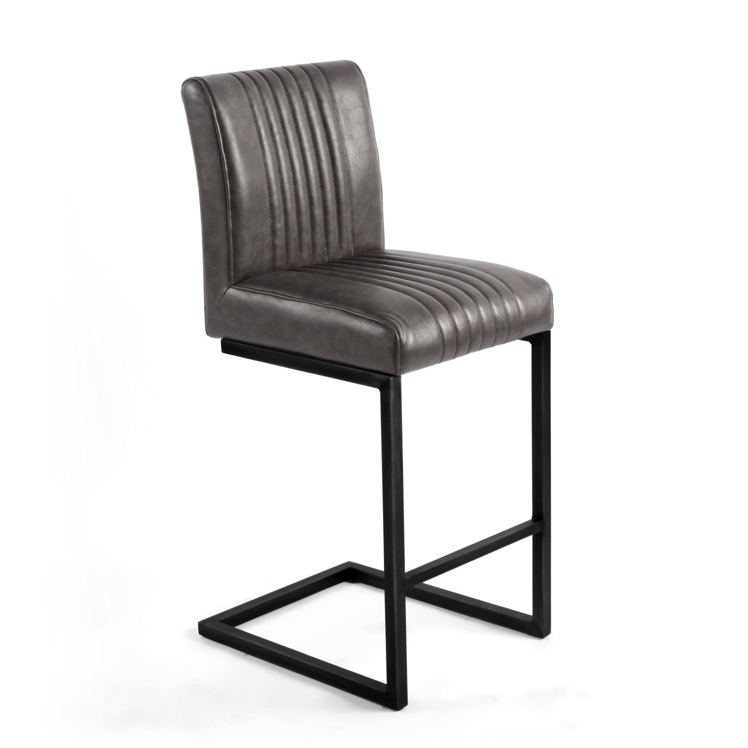 Grey Leather Effect Cantilever Bar Chair