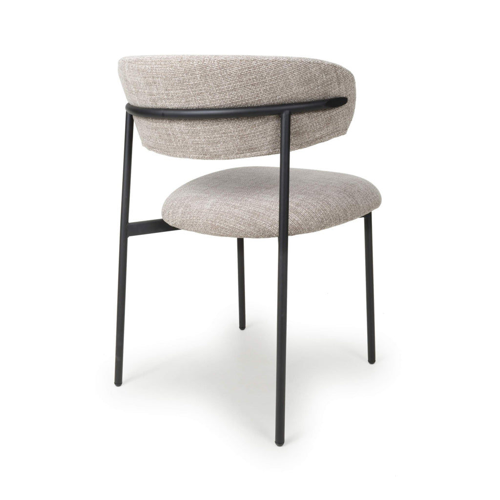 Angled Deco Style Tweed Oatmeal Fabric Dining Chair