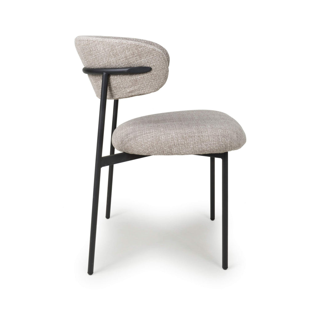 Angled Deco Style Tweed Oatmeal Fabric Dining Chair