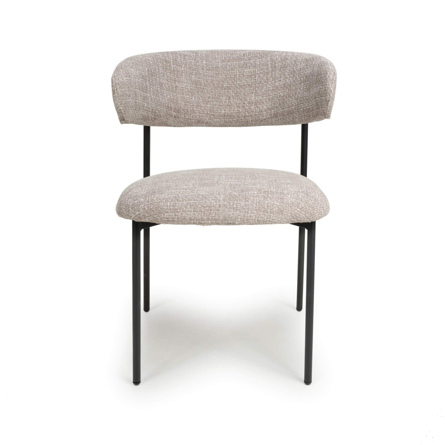 Angled Deco Style Tweed Oatmeal Fabric Dining Chair