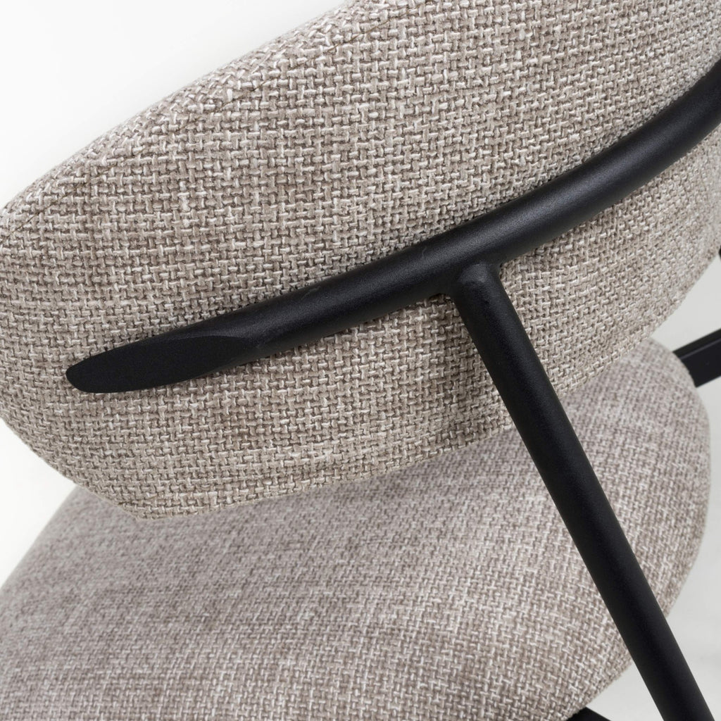 Angled Deco Style Tweed Oatmeal Fabric Dining Chair