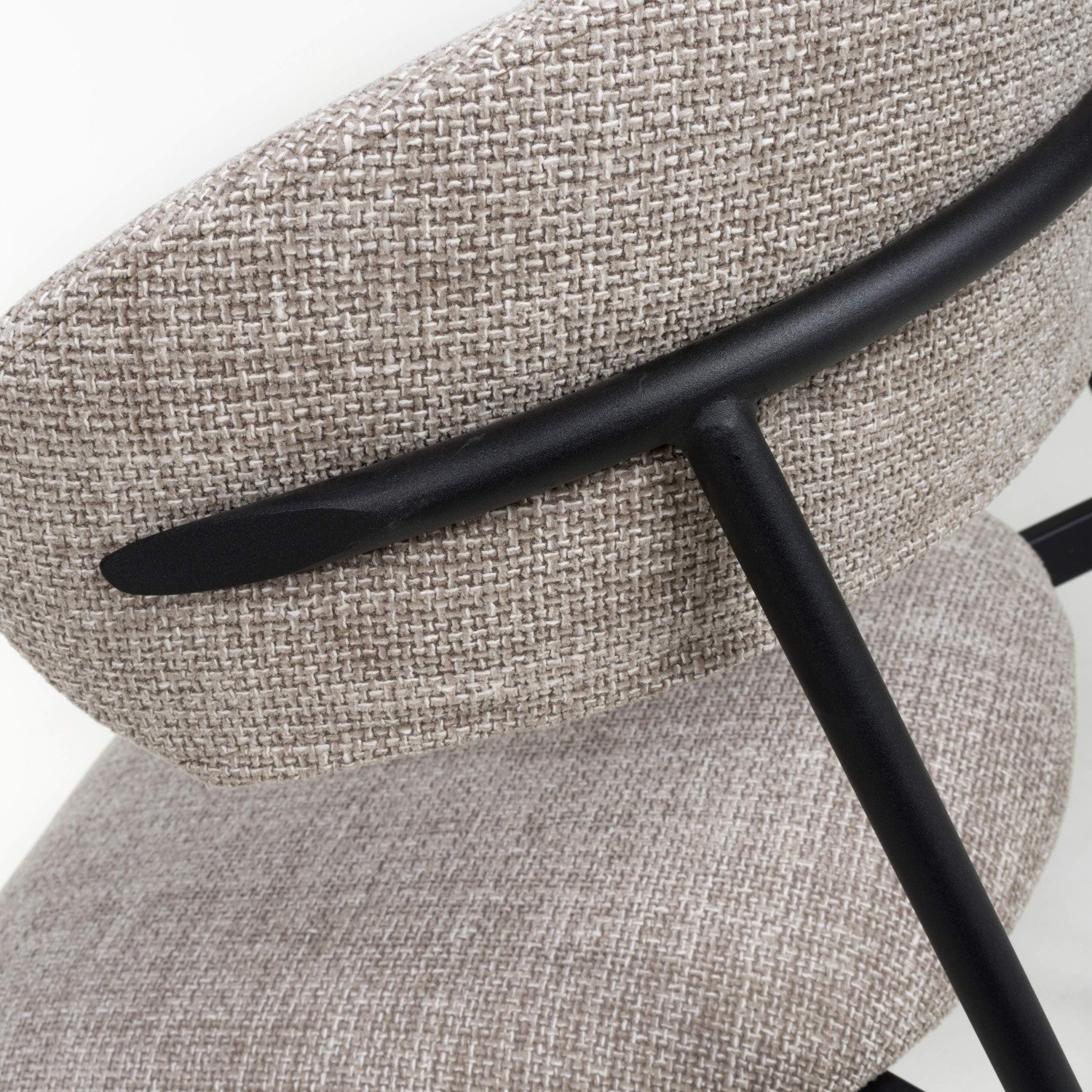 Angled Deco Style Tweed Oatmeal Fabric Dining Chair