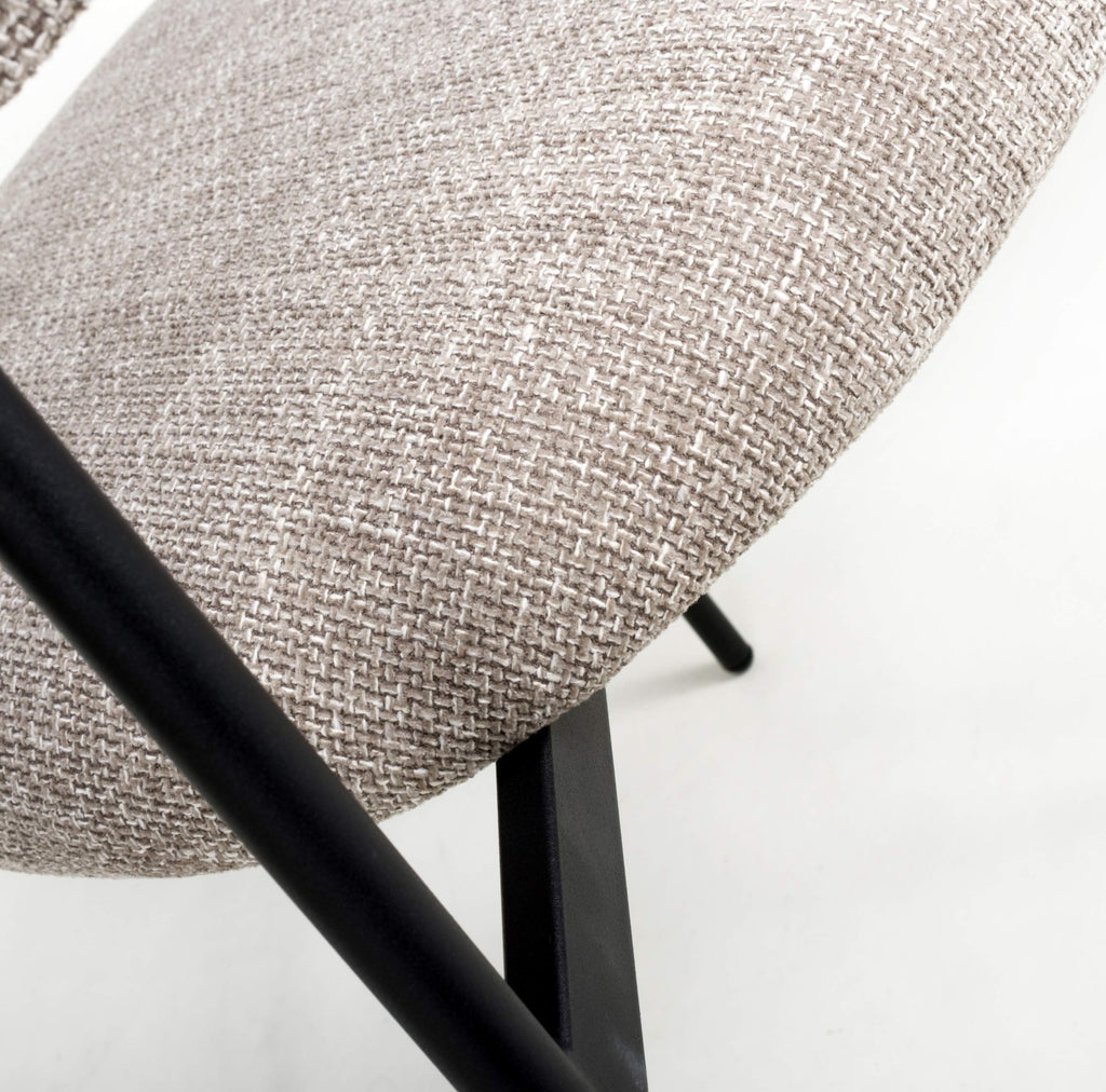 Angled Deco Style Tweed Oatmeal Fabric Dining Chair