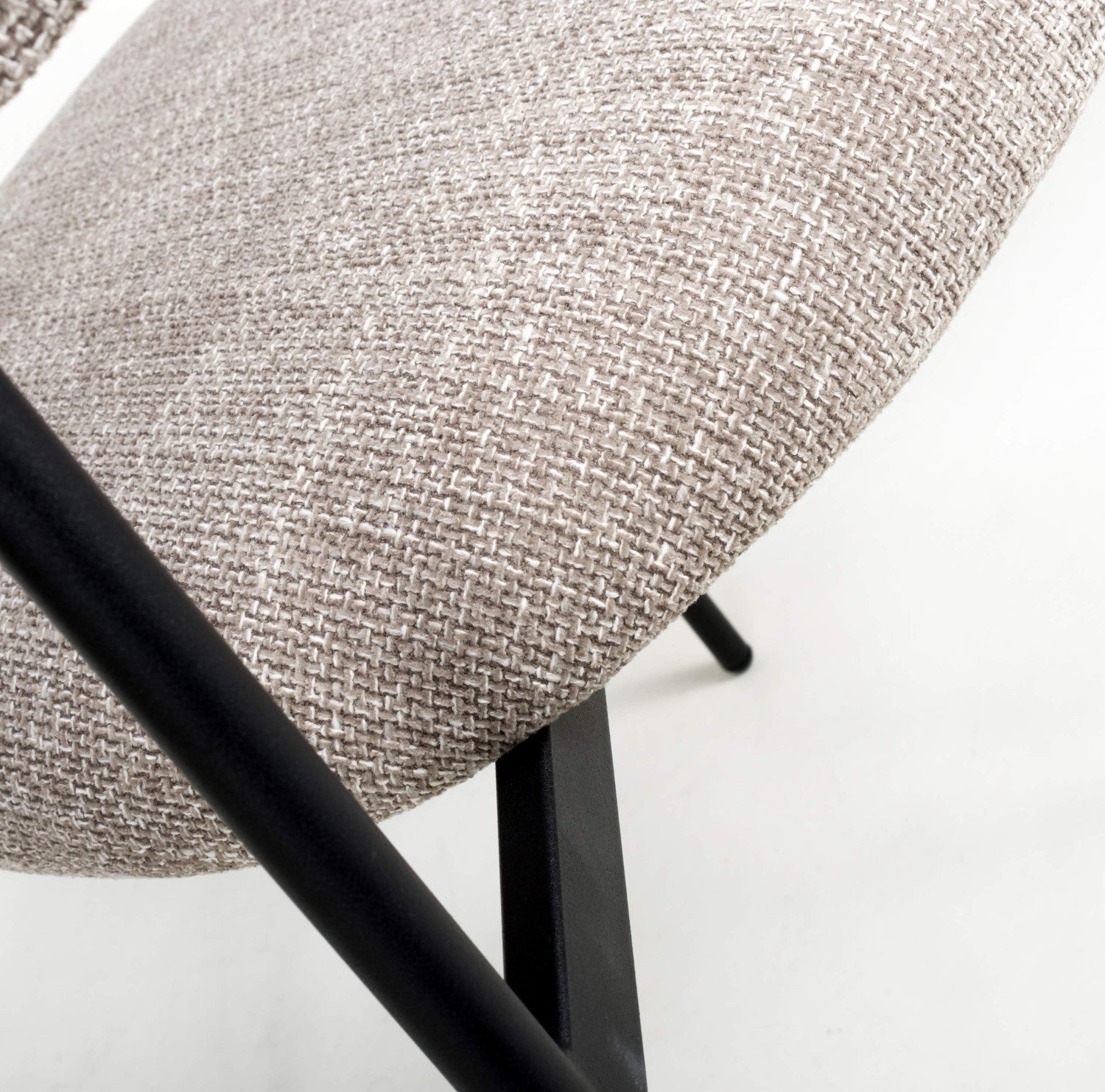 Angled Deco Style Tweed Oatmeal Fabric Dining Chair