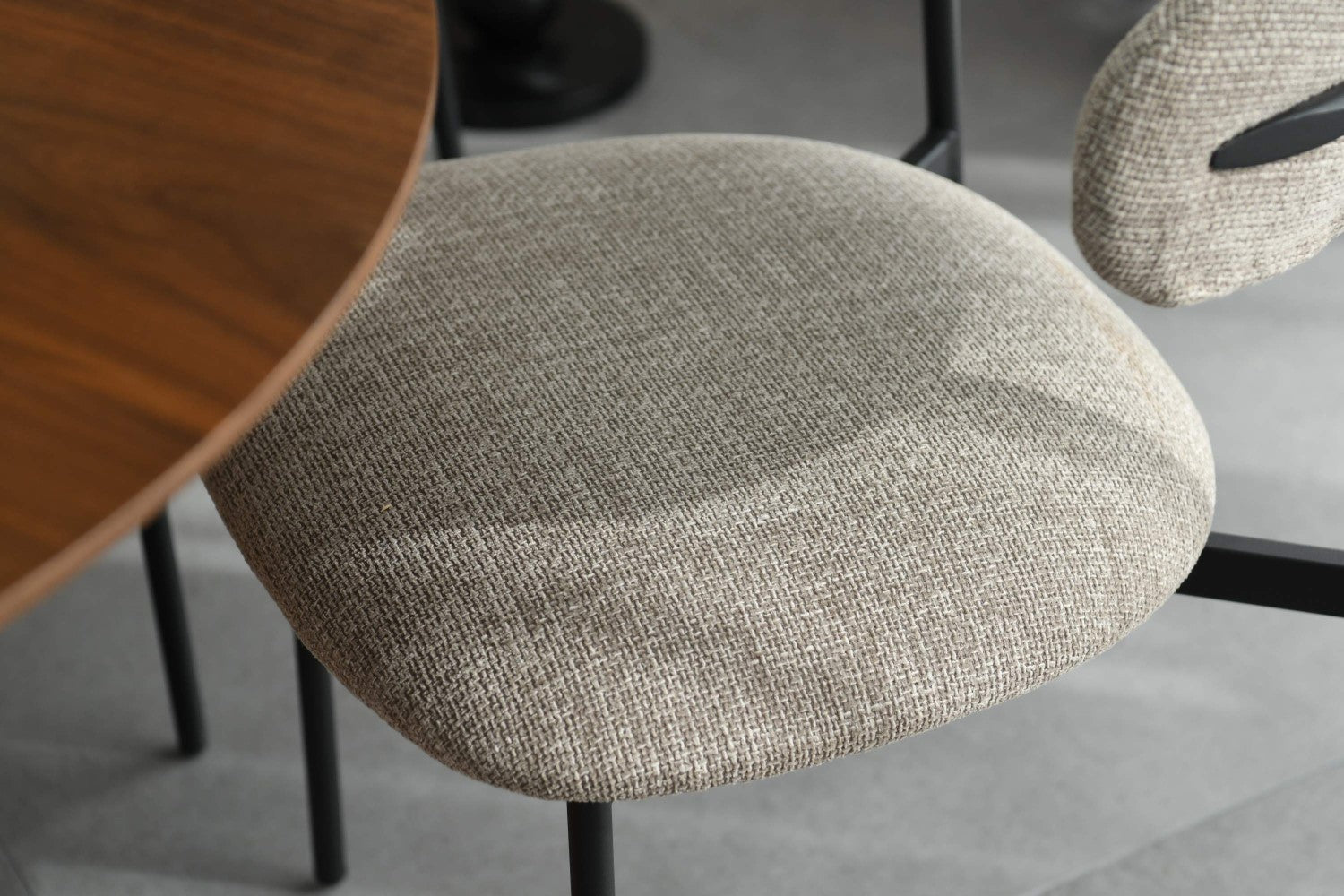 Angled Deco Style Tweed Oatmeal Fabric Dining Chair
