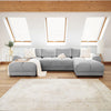 Grey Chenille Fabric Upholsterted U Shape Corner Sofa