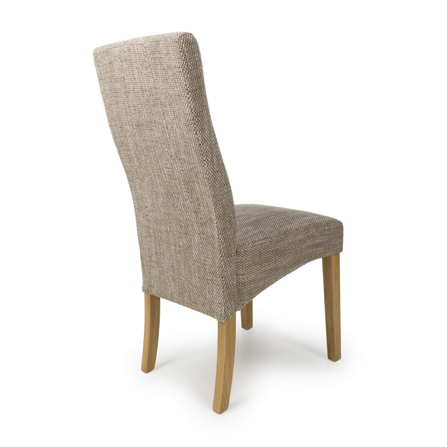 Tweed Oatmeal Fabric Dining Chair with Wooden Legs
