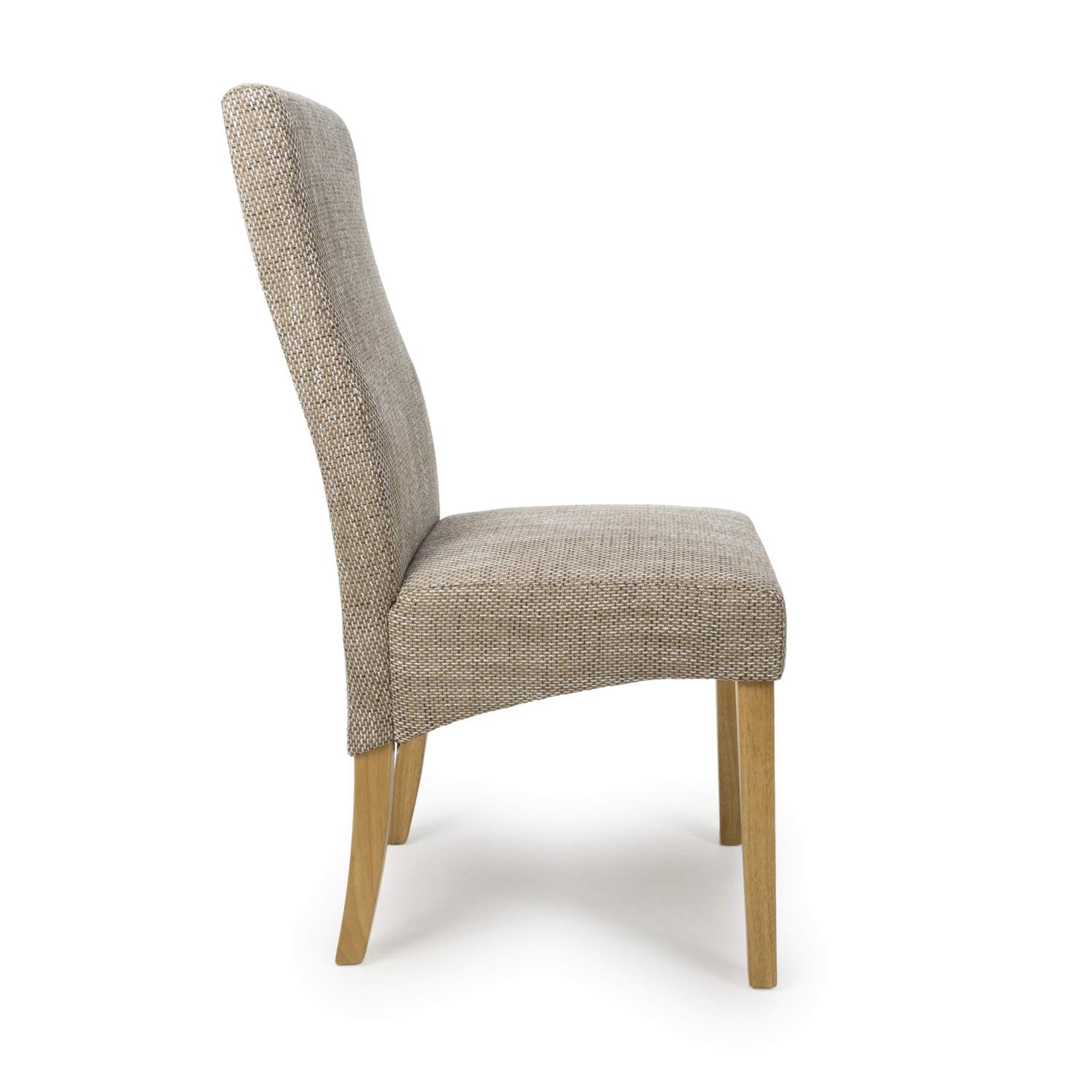 Tweed Oatmeal Fabric Dining Chair with Wooden Legs