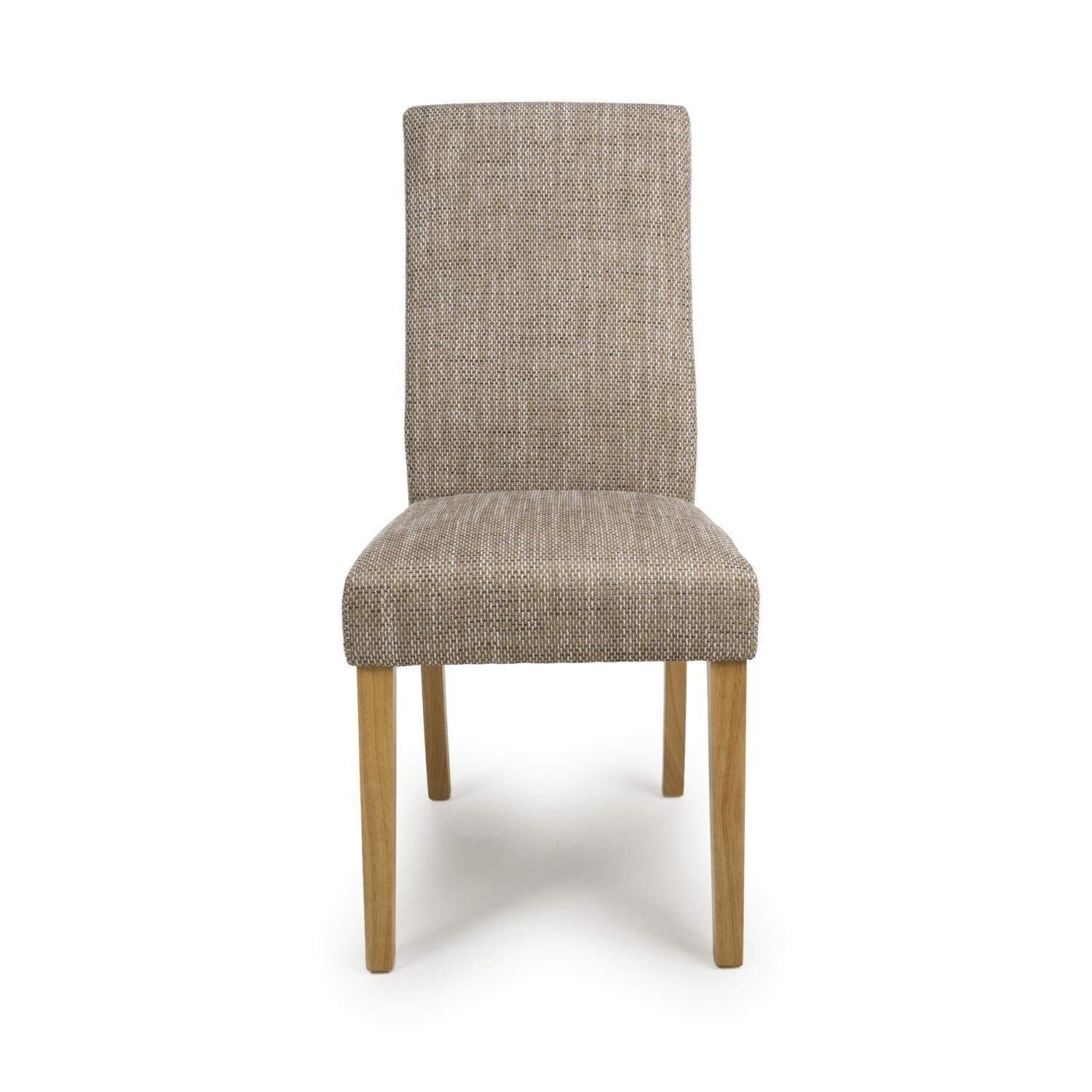 Tweed Oatmeal Fabric Dining Chair with Wooden Legs